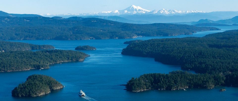 San Juan Islands ferry crossing in San Juan County, Washington